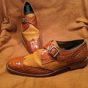Stacy Adams cognac and yellow leather dress shoes